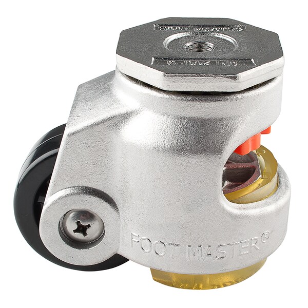 Foot Master Leveling Caster, 63 mm Nylon Wheel, M12x1.75P Stem, Swivel, 550 kg Cap, PU Foot Pad, Stainless Steel SGDN-80-S-NYN-CUR - main